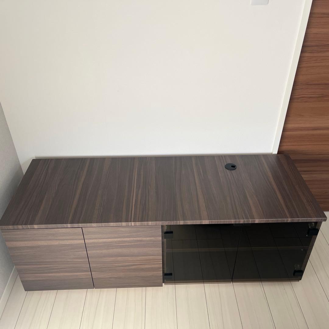 ダークブラウン 木製 テレビボード ガラス扉付き　フルオーダー　日本製