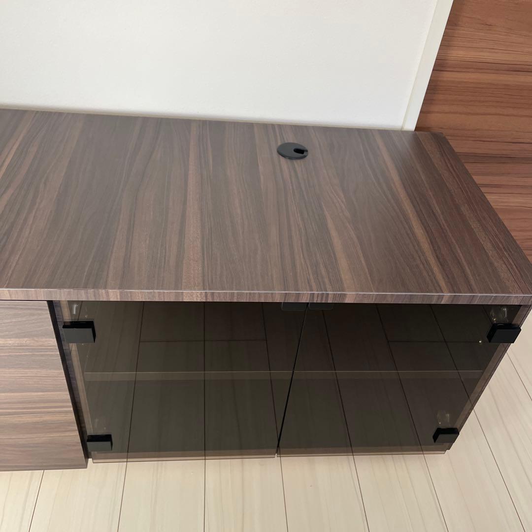 ダークブラウン 木製 テレビボード ガラス扉付き　フルオーダー　日本製