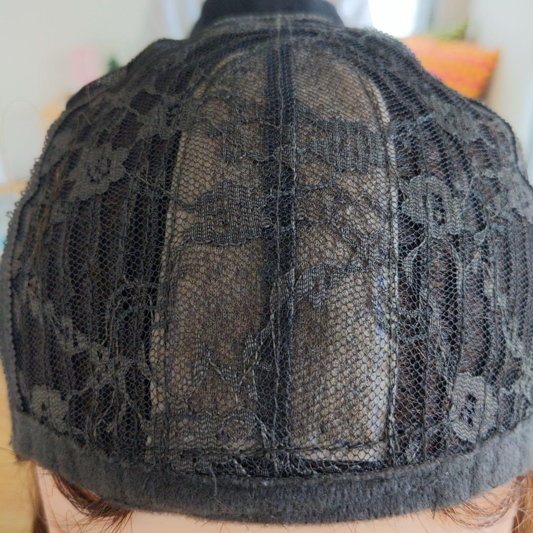 ★サラサラ高級人毛100%★ショートカット　ブラウン　フルウイッグかわいいかつら