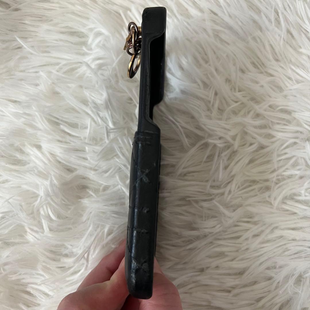 Dior ディオール iPhone15 ケース スマホ 本革 黒 カナージュ