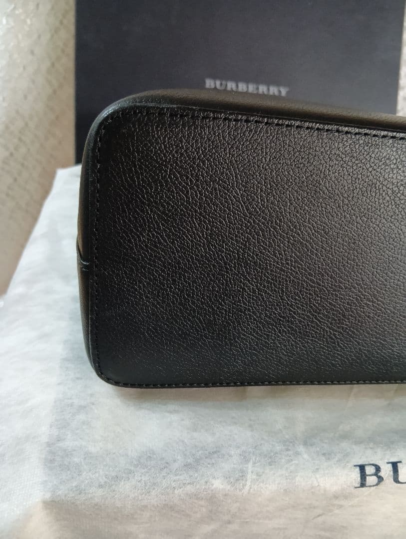 バーバリー レザー トートバッグ ノバチェック 金属金具 ブラック 黒