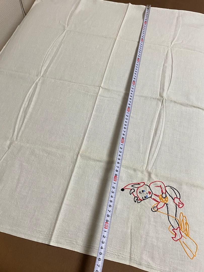 40s'50s'ビンテージデビル刺繍ナプキン、リネン生地 大判古着ファーマーズ