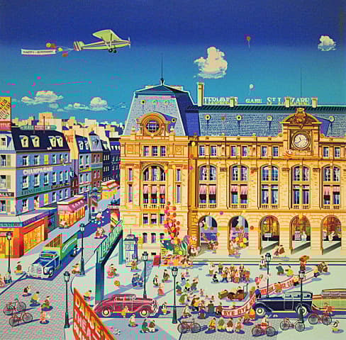 ヒロヤマガタ【サンラザール駅】 1986年 シルクスクリーン