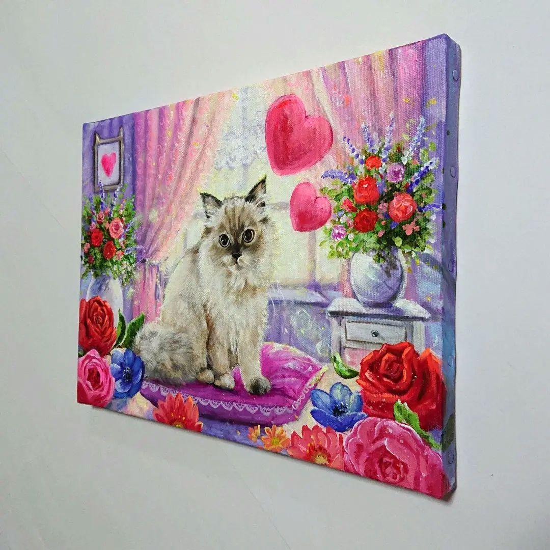 【サイベリアン】アクリル画 F4 動物画 絵画