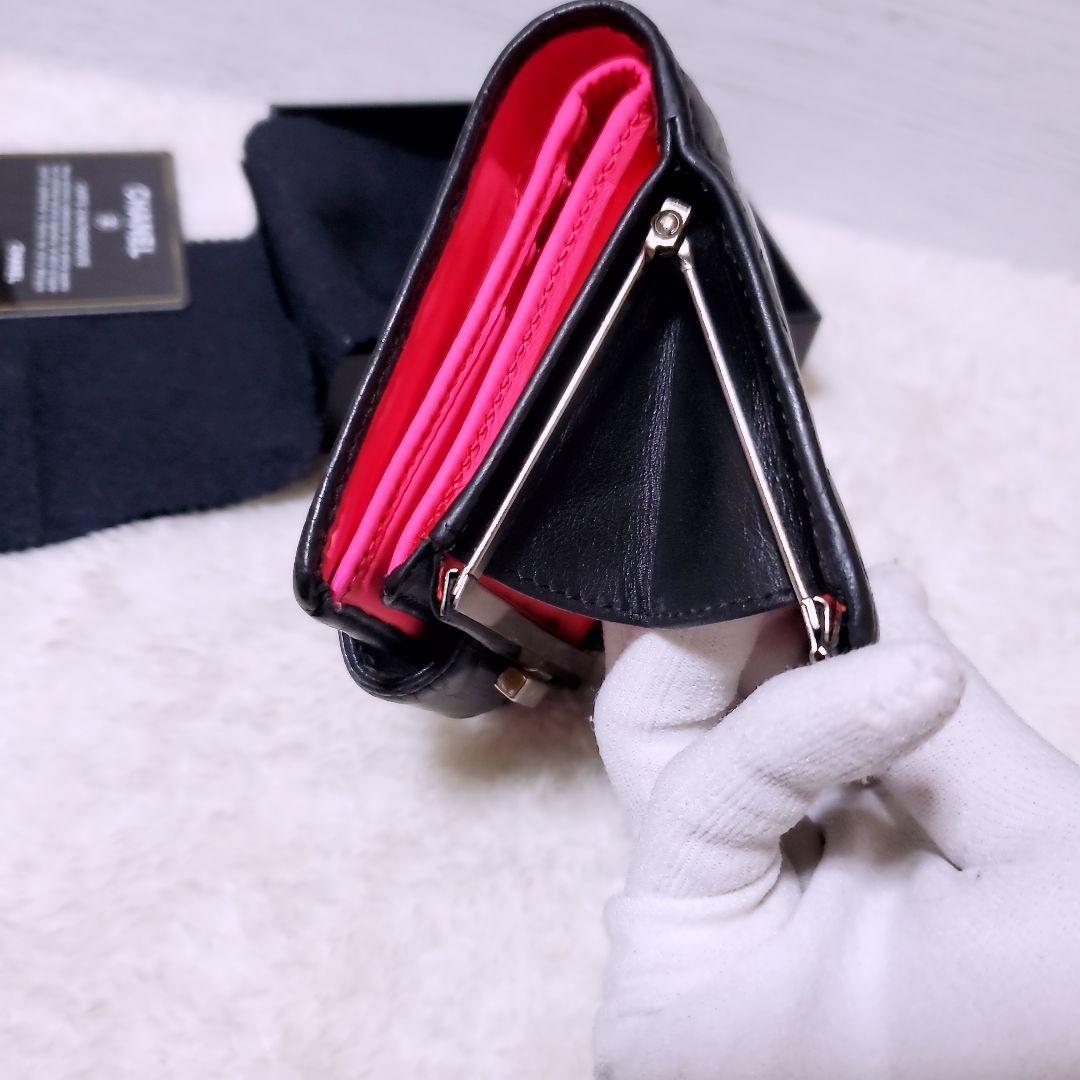 シャネル✨折り財布 ミニ ガマ口 カンボンライン ココマーク ホワイト
