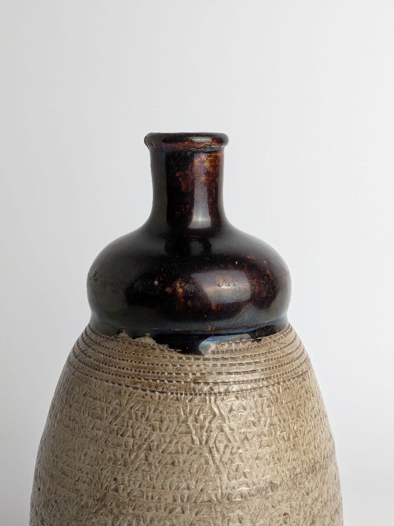 美濃　掛分鎧手徳利　18〜19世紀初　江戸時代　　酒器　花入　花器