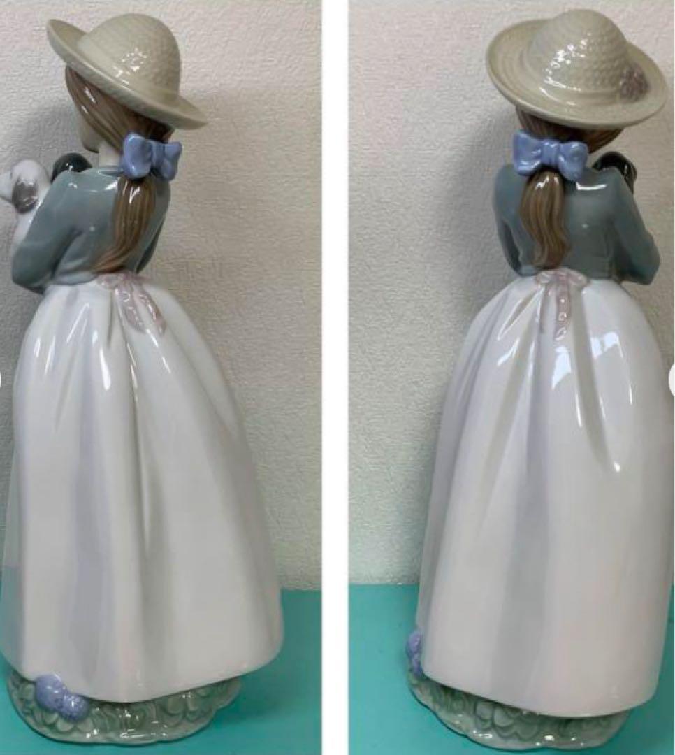 LLADRO NAO ◆ 少女と２匹の子犬 フィギュリン 陶器 人形 置物