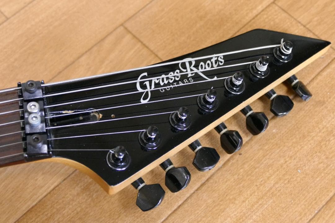 グラスルーツ製 7弦エレキギター リバースヘッド　ダンカン搭載【ジャンク品】