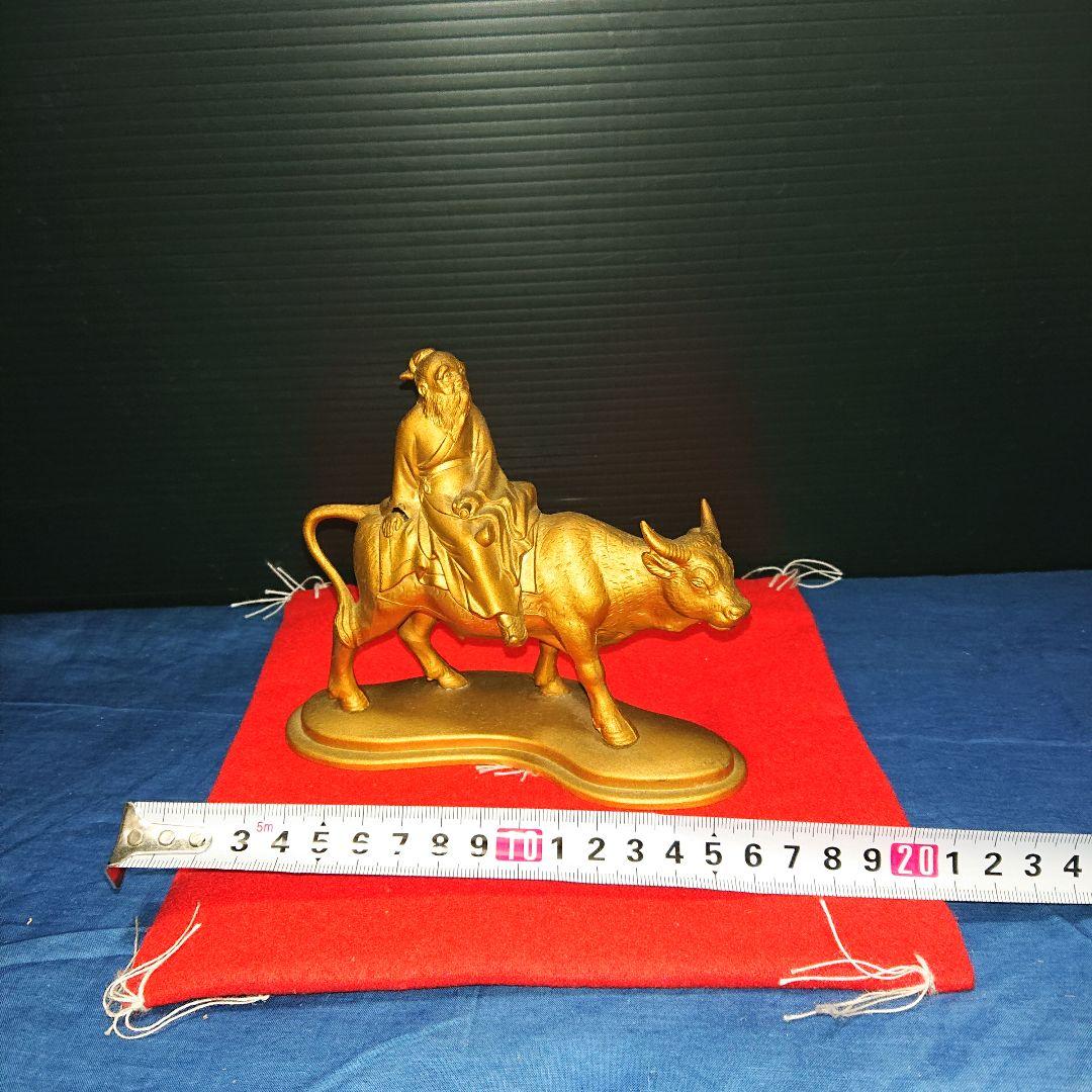 中国古銅宣徳銅、牛に人物