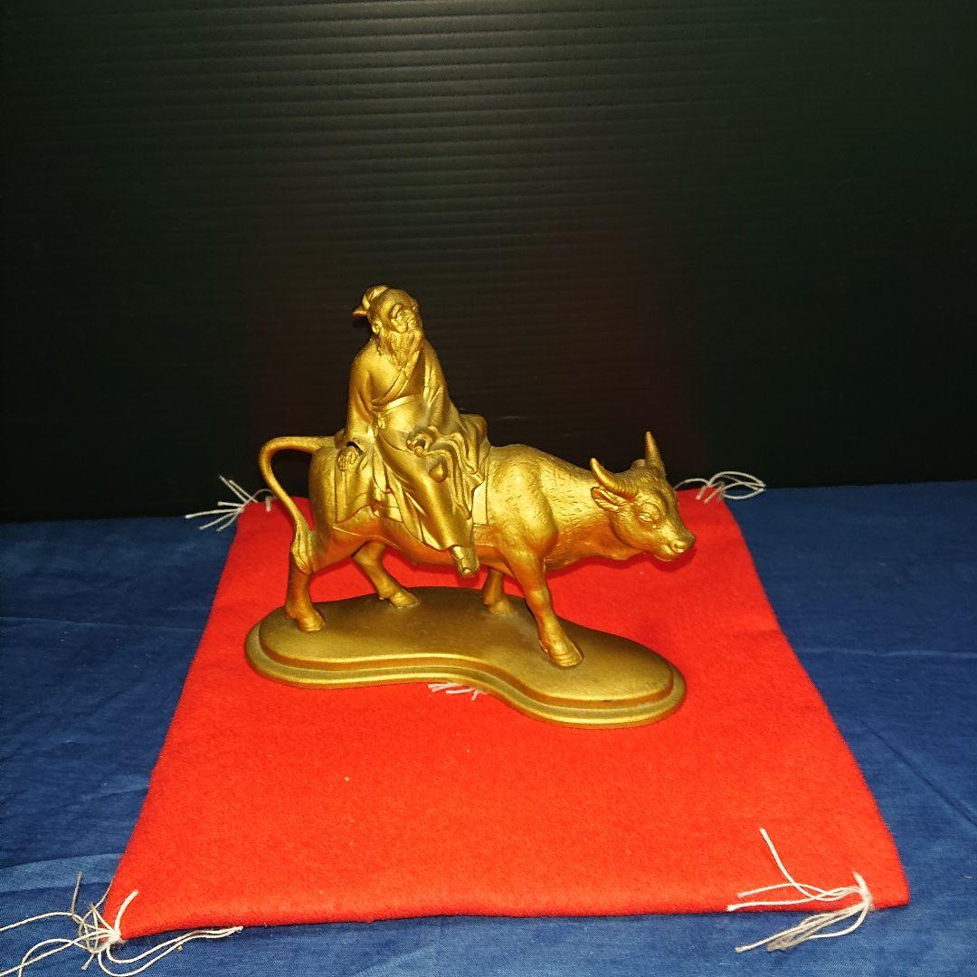 中国古銅宣徳銅、牛に人物