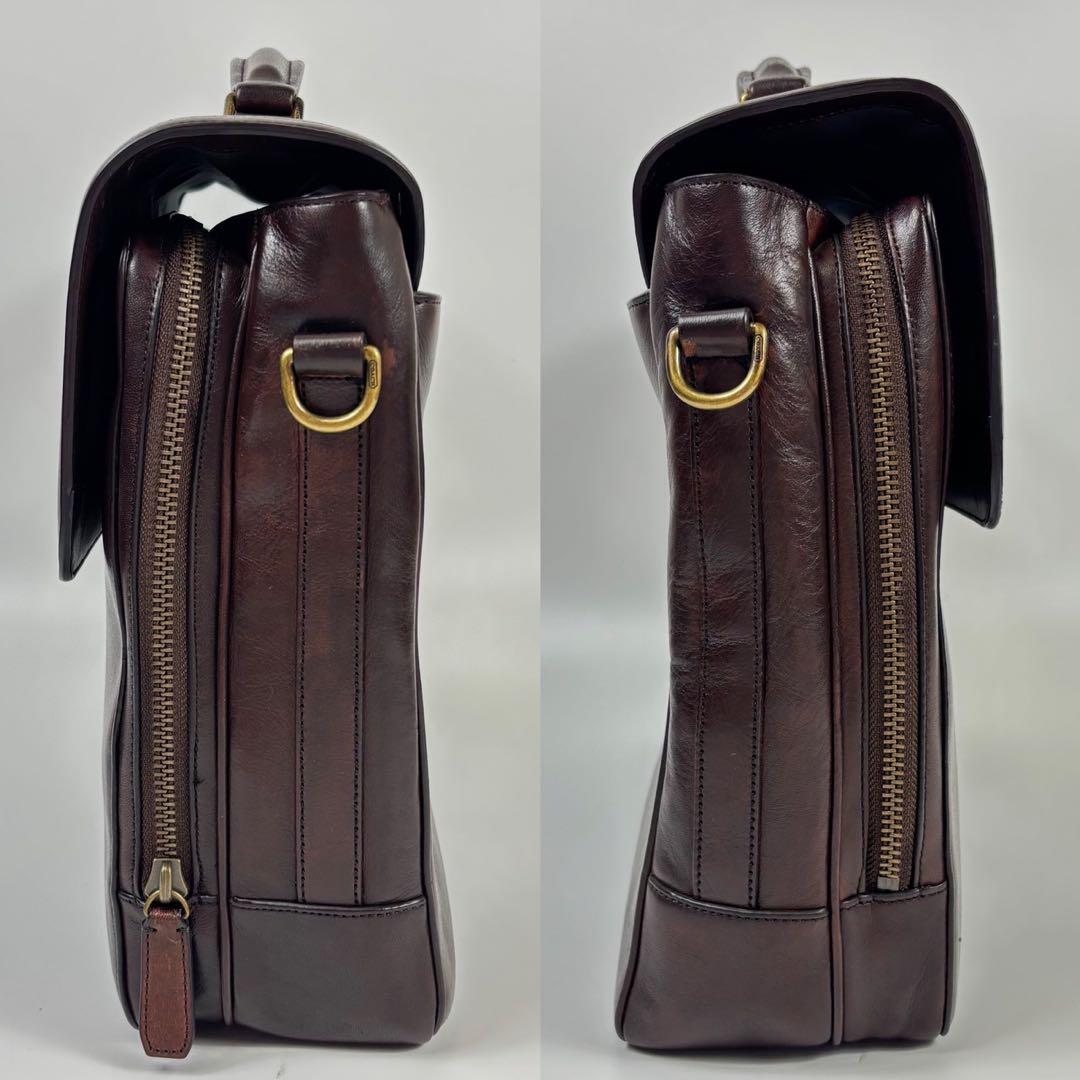 レア廃盤　コーチ　ビジネスバッグ　ゴールド金具　レザー　ブラウン　A4OK