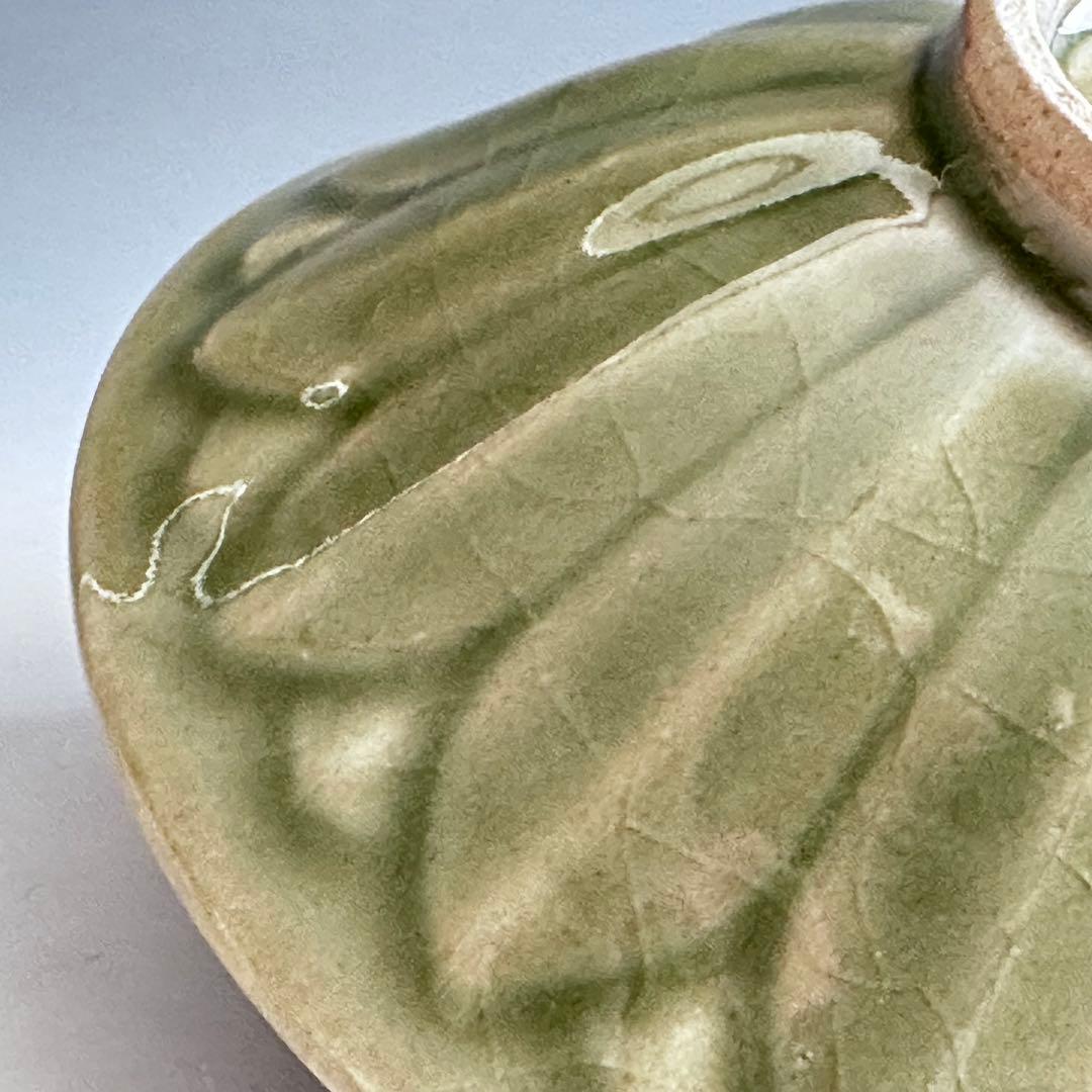 茶道具　青磁　鎬写　茶碗　日比野清峰　共箱　陶芸　薄茶　夏　茶会