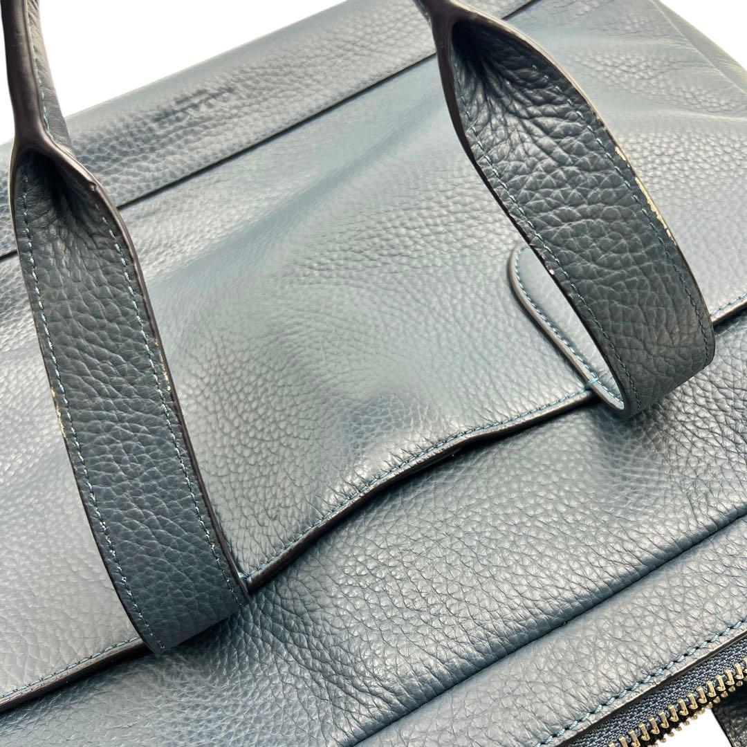 専用 COACH レザー ネイビー 2way ビジネスバッグ メンズ 9136