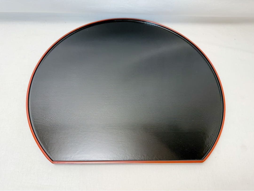 未使用 懐石道具 木製 尺3 半月両面膳 線筋 5客揃 会席膳 煎茶道具 紙箱