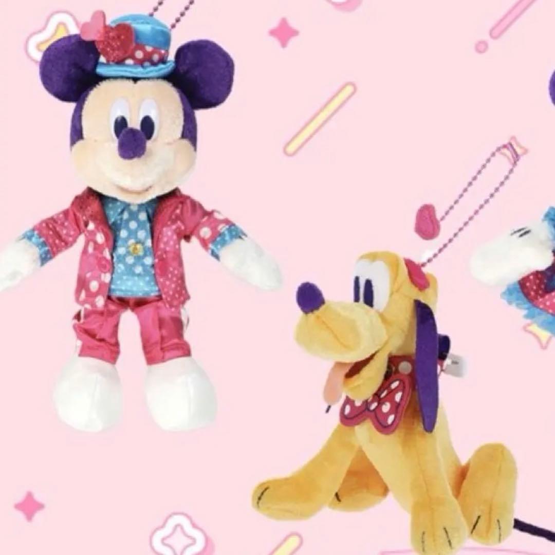 ミッキー・ミニー・プルート ぬいぐるみバッジ セット　ディズニーパルパルーザ