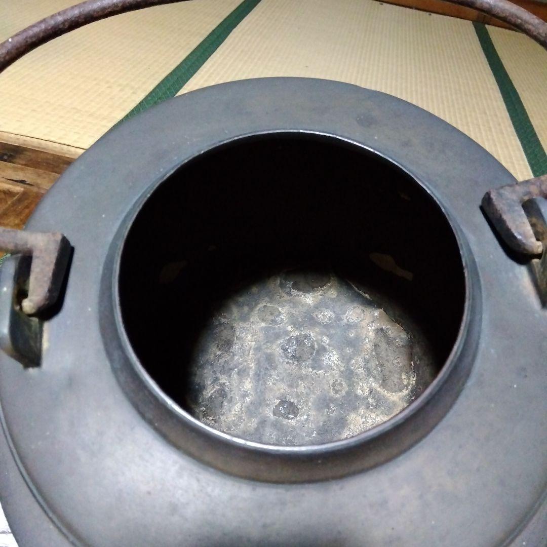 唐金　茶釜　囲炉裏湯沸かし