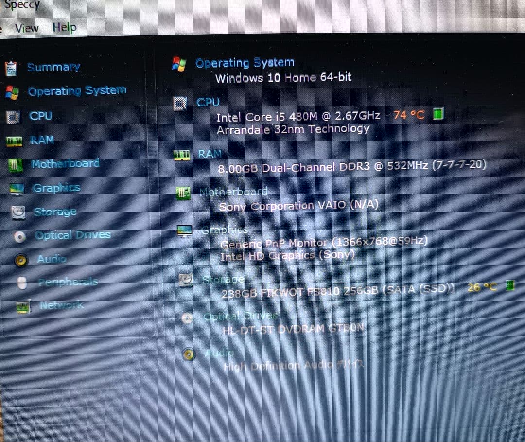 SONY VAIO PCG-7131N メモリ8G SSD256G