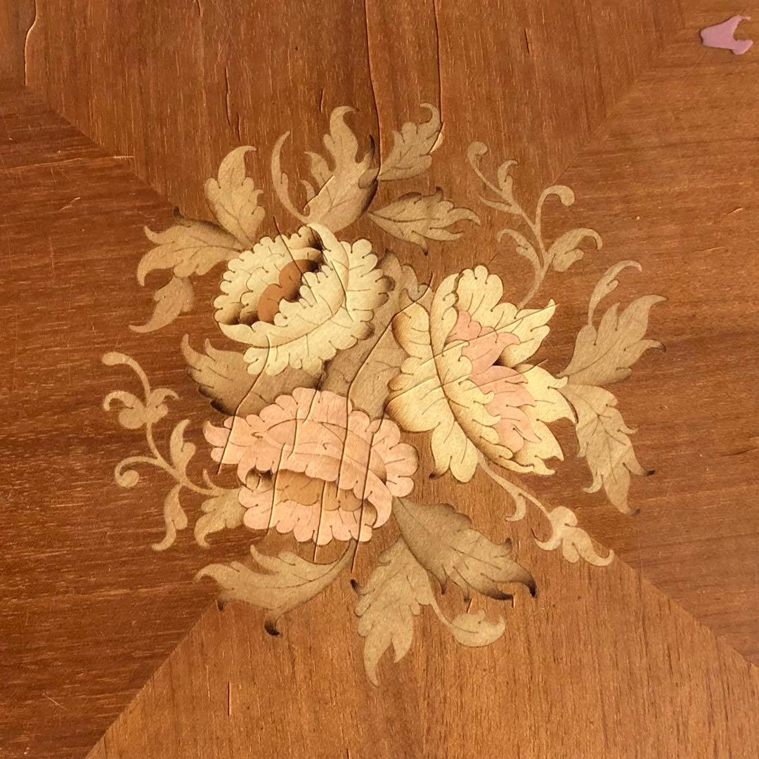 イタリア製 象嵌細工 コーヒーテーブル 丸テーブル サイドテーブル 木製 レトロ