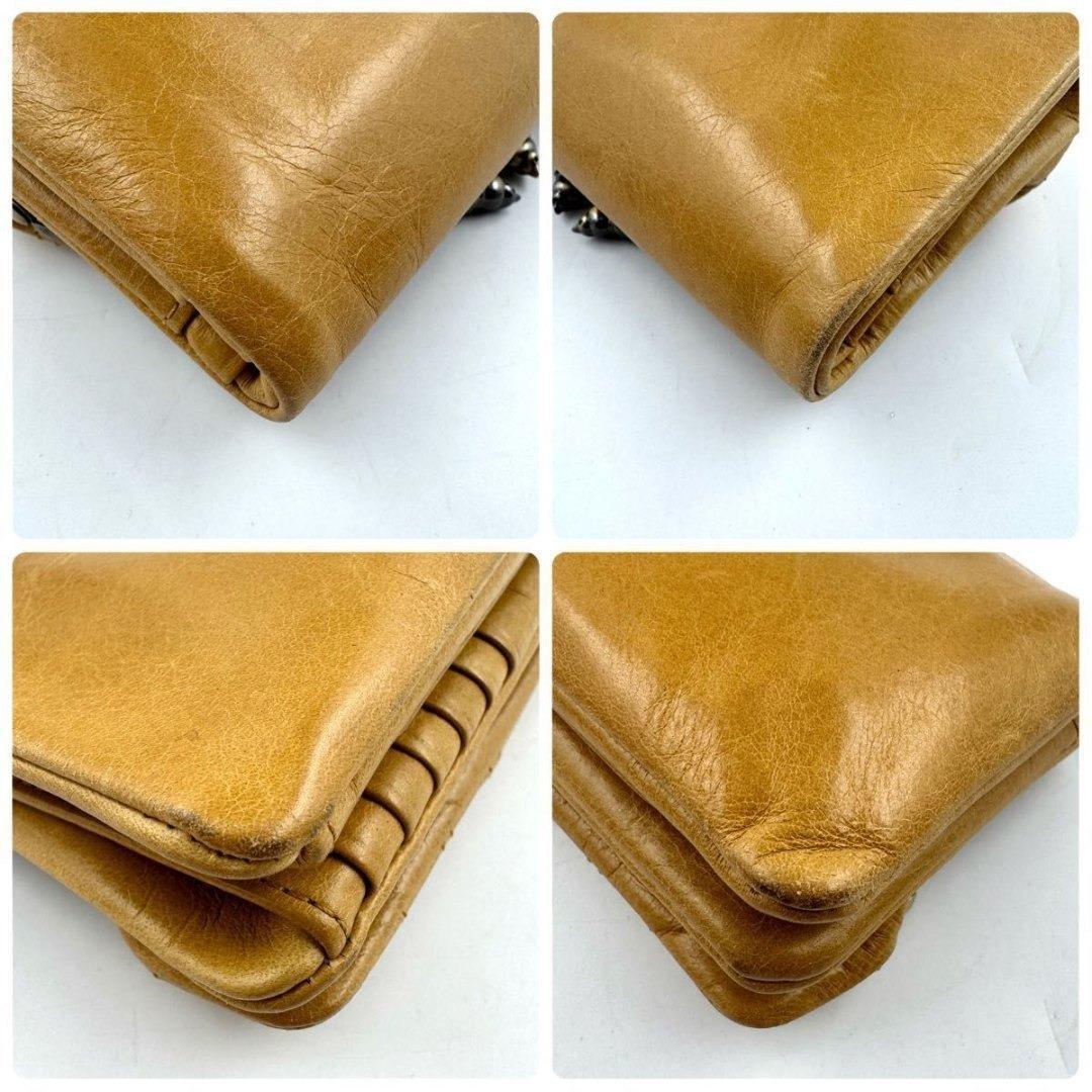 ANNA SUI　リトルバード　がま口　二つ折り財布　ゴールド金具　黄　レザー