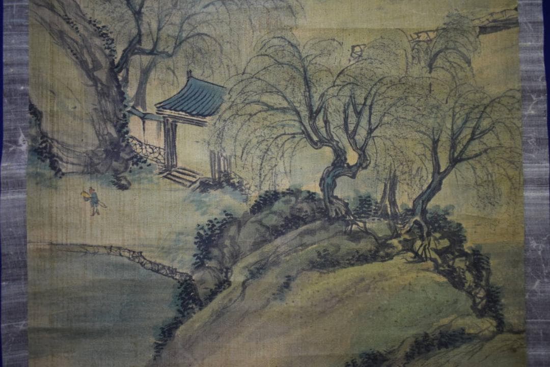 模写/王石谷/山水図/布袋屋掛軸HI-276