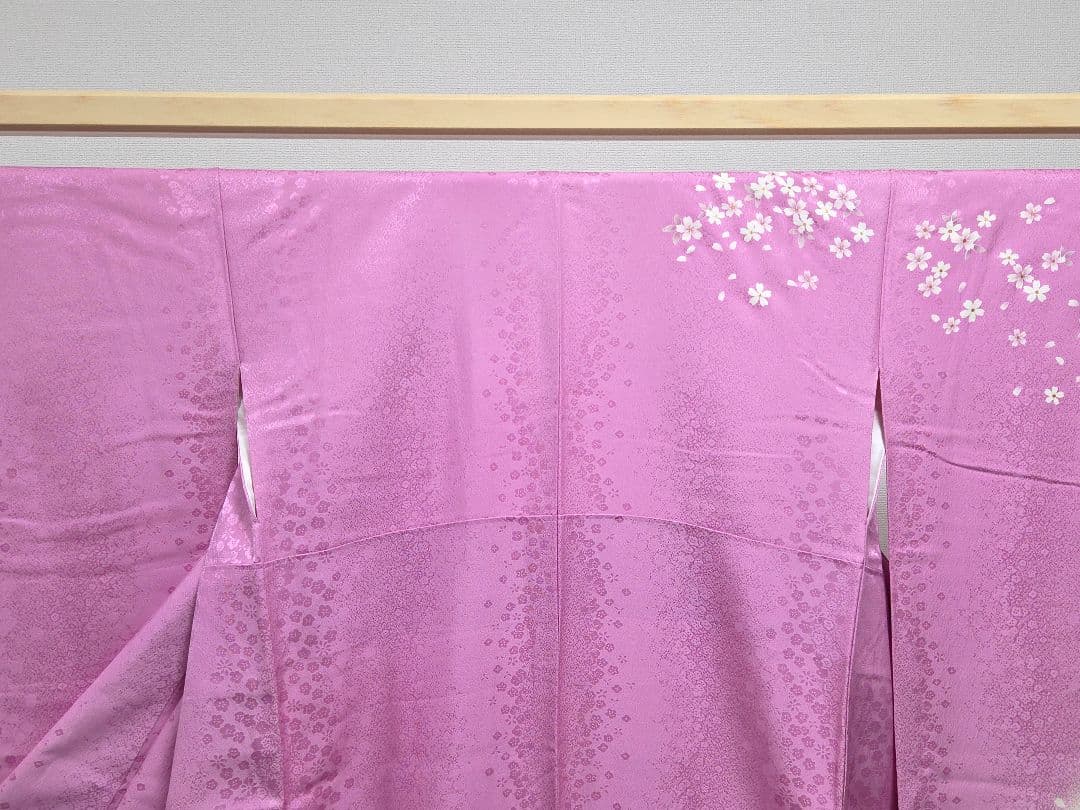 F5 京都きもの友禅 桜 金彩 金駒刺繍 正絹 成人式 振袖・襦袢・袋帯セット