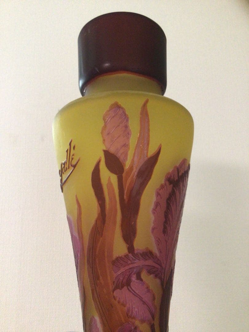 EmileGalle エミールガレ 花細密彫刻 ランプべース 高さ41cm