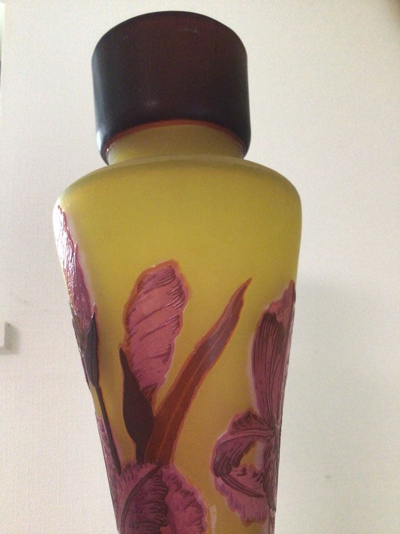 EmileGalle エミールガレ 花細密彫刻 ランプべース 高さ41cm