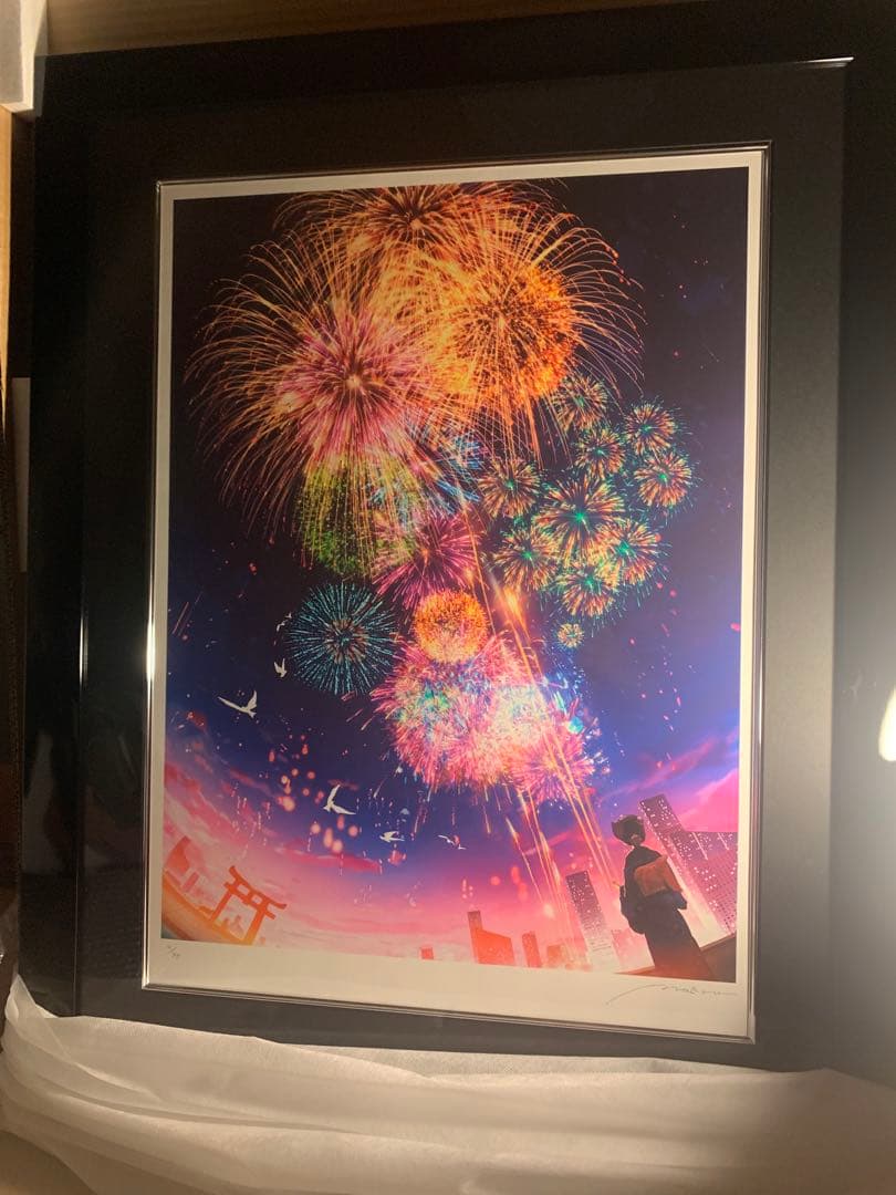 【激レア】まころん　絵画　恋花火　額縁アート