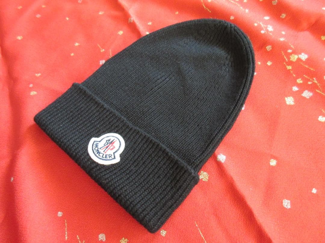 美品! MONCLER モンクレール ニット帽 ニットキャップ ビーニー 黒