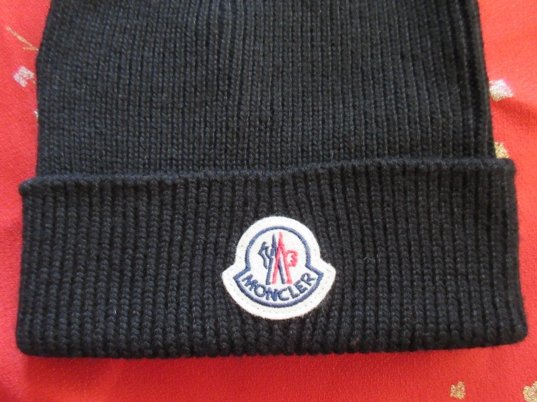 美品! MONCLER モンクレール ニット帽 ニットキャップ ビーニー 黒