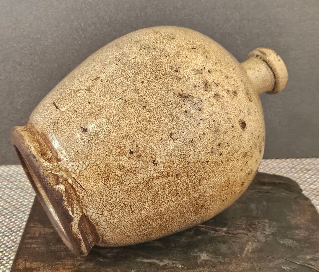 時代物❗　李朝古陶磁器系　中国古陶磁器系　肩口に目跡　雨漏り手　徳利　壺　花入