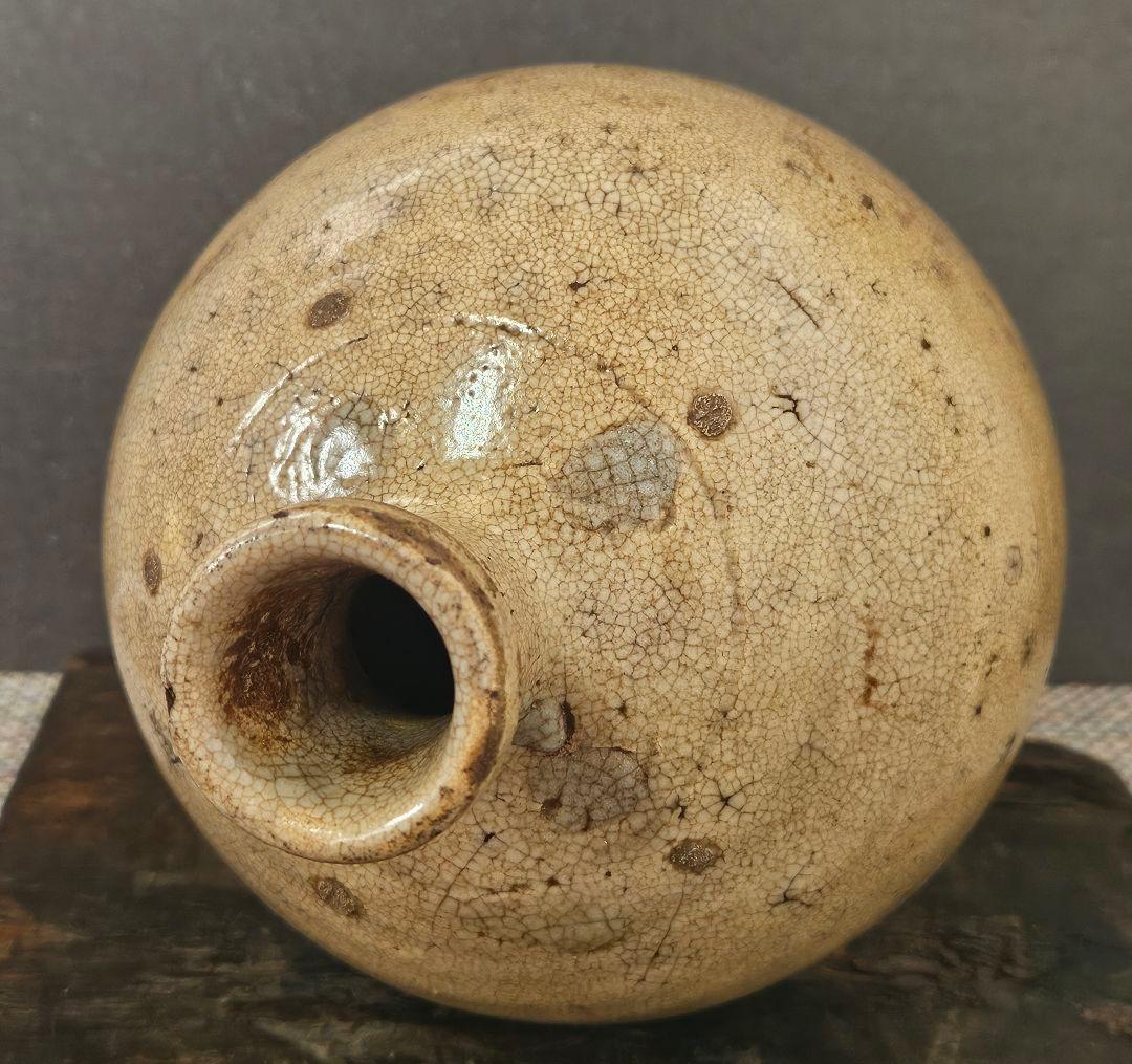 時代物❗　李朝古陶磁器系　中国古陶磁器系　肩口に目跡　雨漏り手　徳利　壺　花入