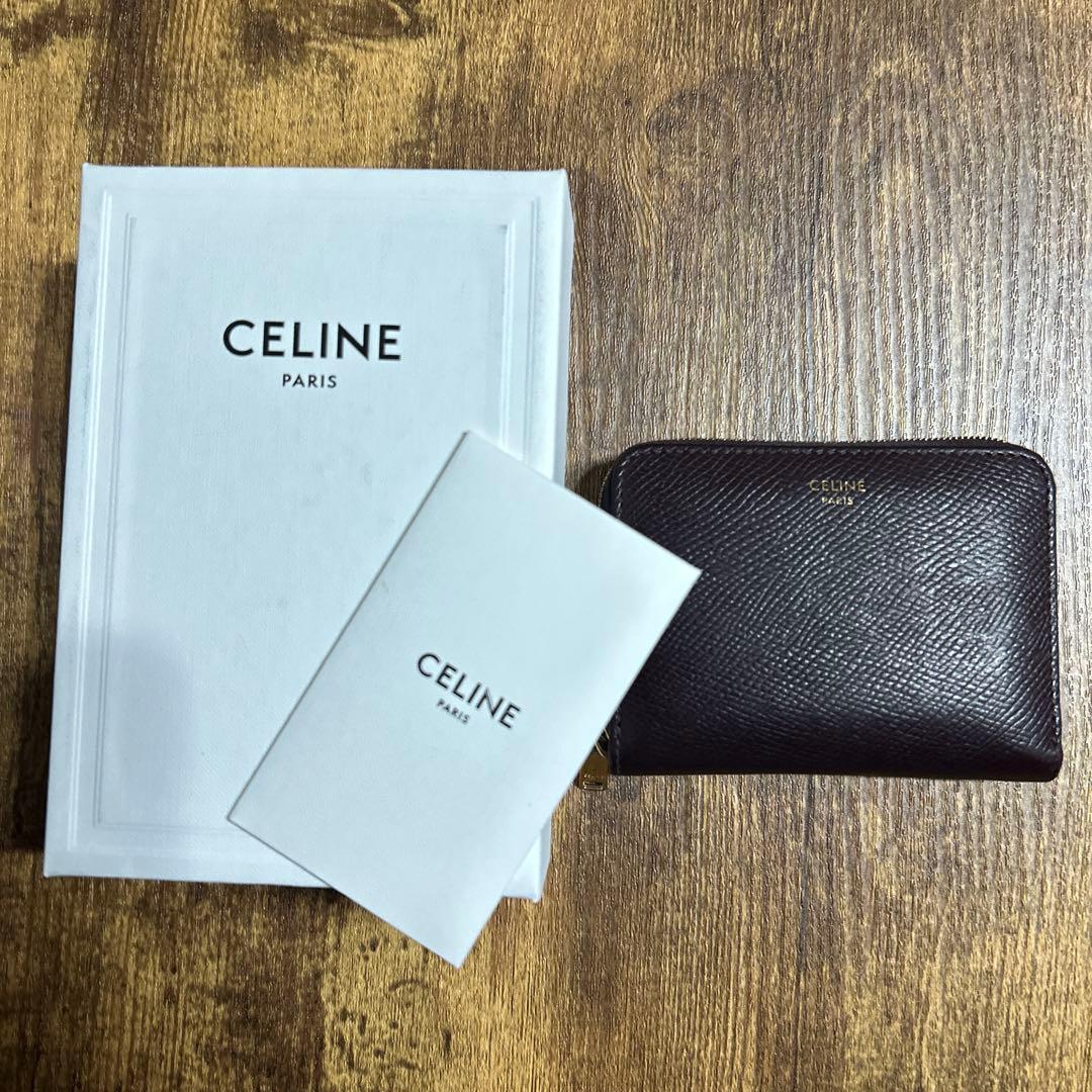 CELINE ハーフジップウォレット ボルドー