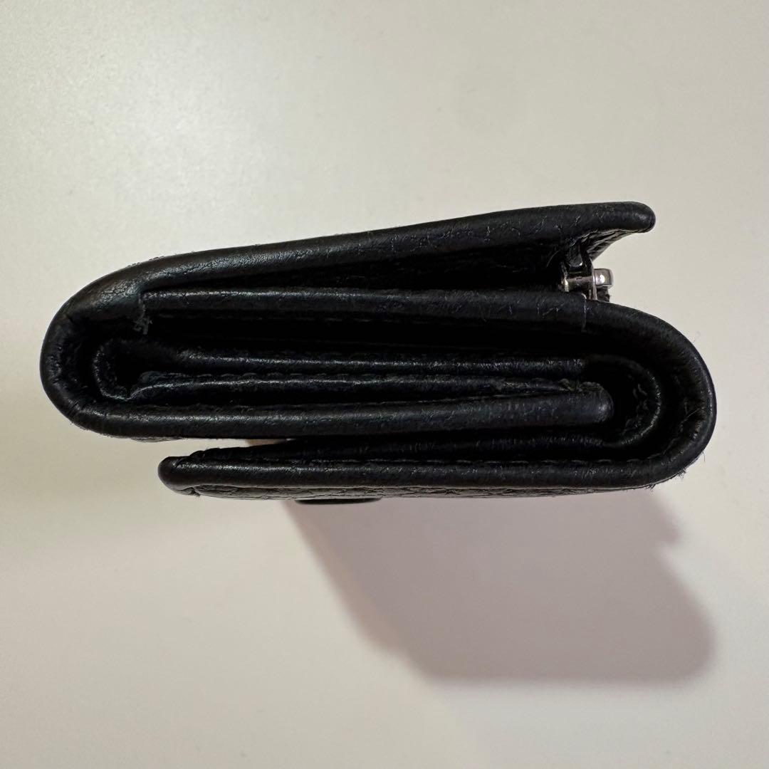 GUCCI ブラックレザー 三つ折り財布　オールブラック