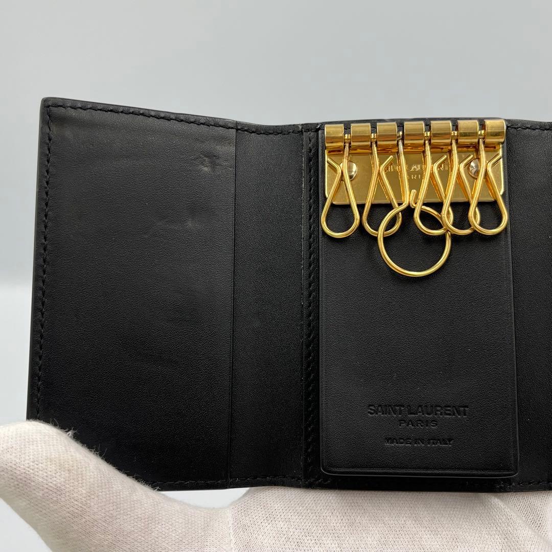 ✨美品✨SAINT LAURENT 6連キーケース　ブラック　ゴールドロゴ