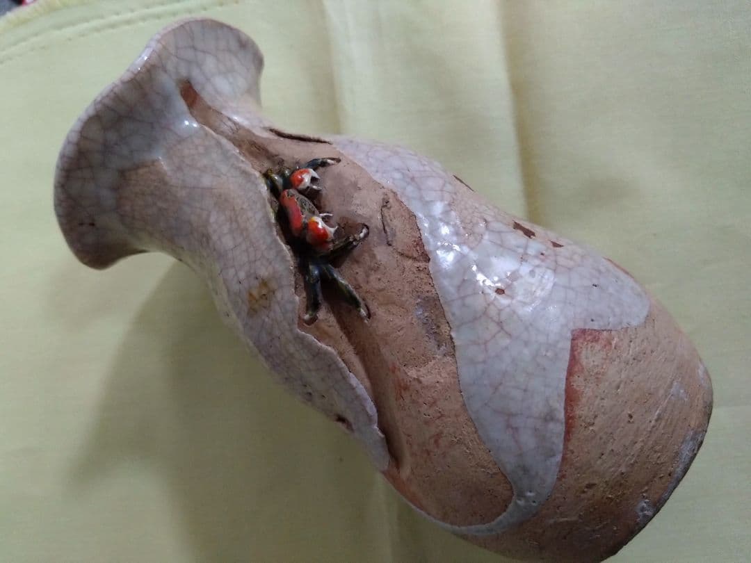 水月焼　徳利 蟹　楽山焼