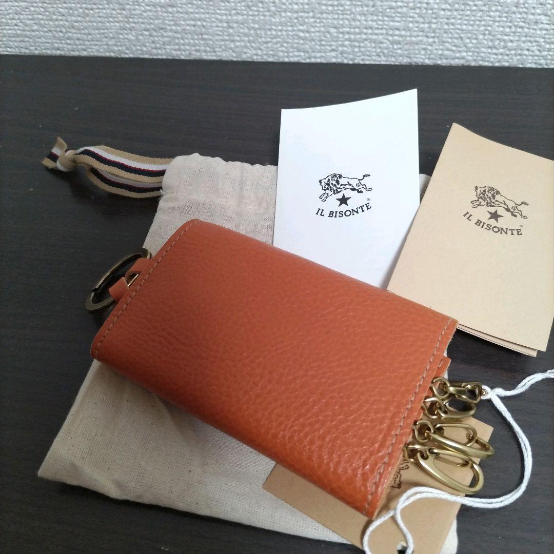 新品 イルビゾンテ 本革 キーケース 4連 スマートキー 小銭入れ キャラメル