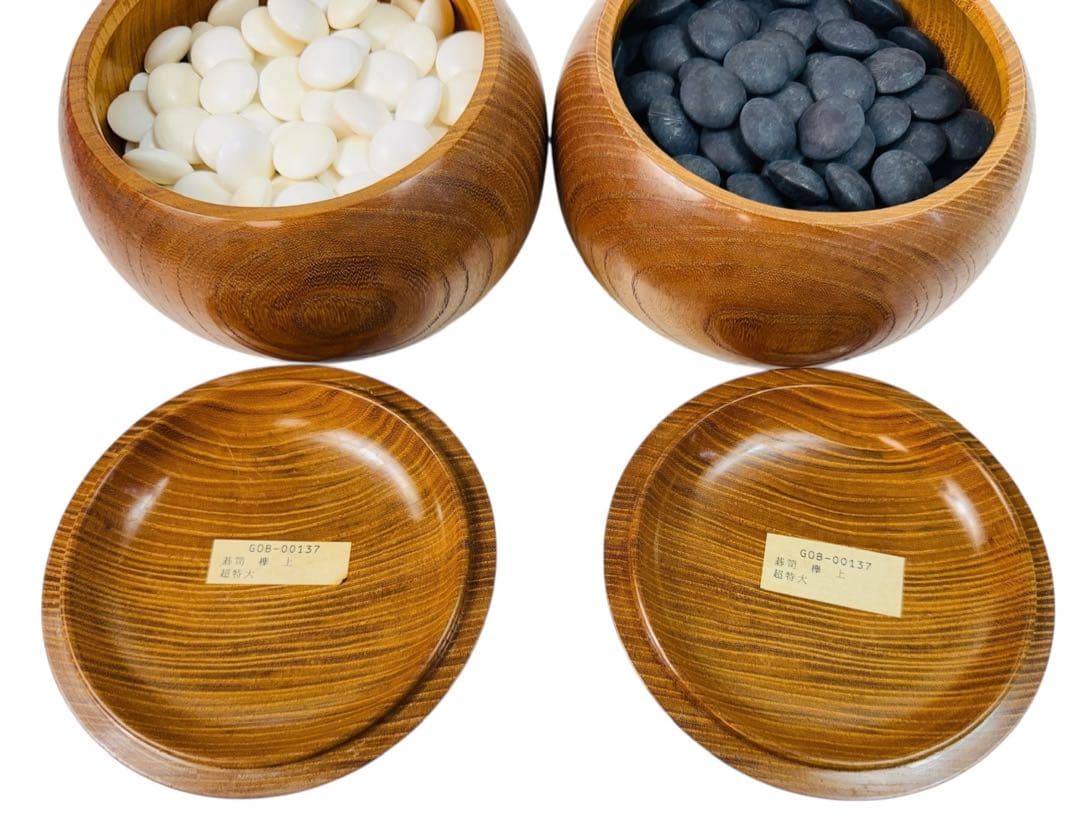 囲碁 36号 蛤碁石 那智黒 碁石 / 超特大 碁笥 欅 上