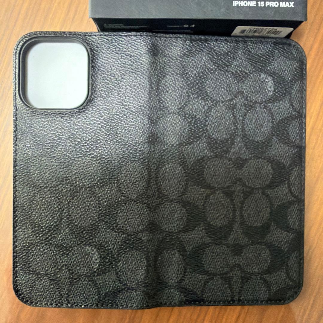COACH iPhone 15 Pro Max 手帳型ケース ブラック