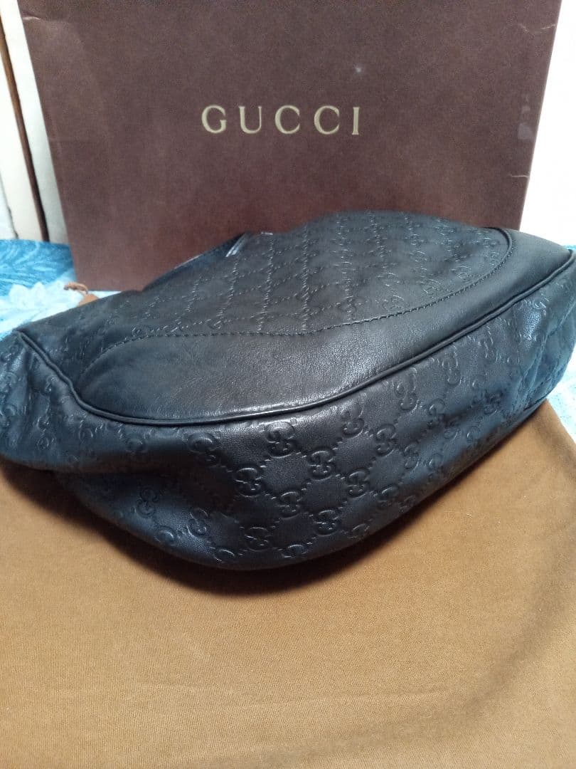 【極美品】GUCCI グッチ　シマ　G金具　レザー　ショルダーバッグ　ブラック