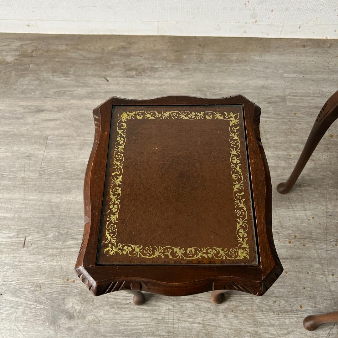 イギリス アンティーク家具 ガラストップ ネストテーブル 845A