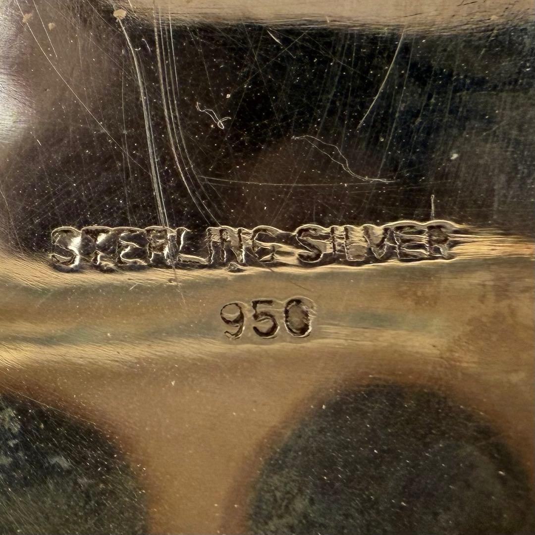 アンティーク純銀950コンパクトケース総唐草彫り内蓋付き豪華な作り90g超美品