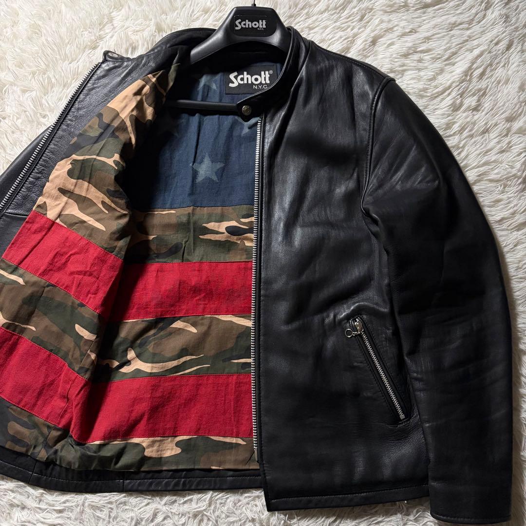 水*翔様 美品✨schott TAKEO KIKUCHI ラムレザー 羊革　黒