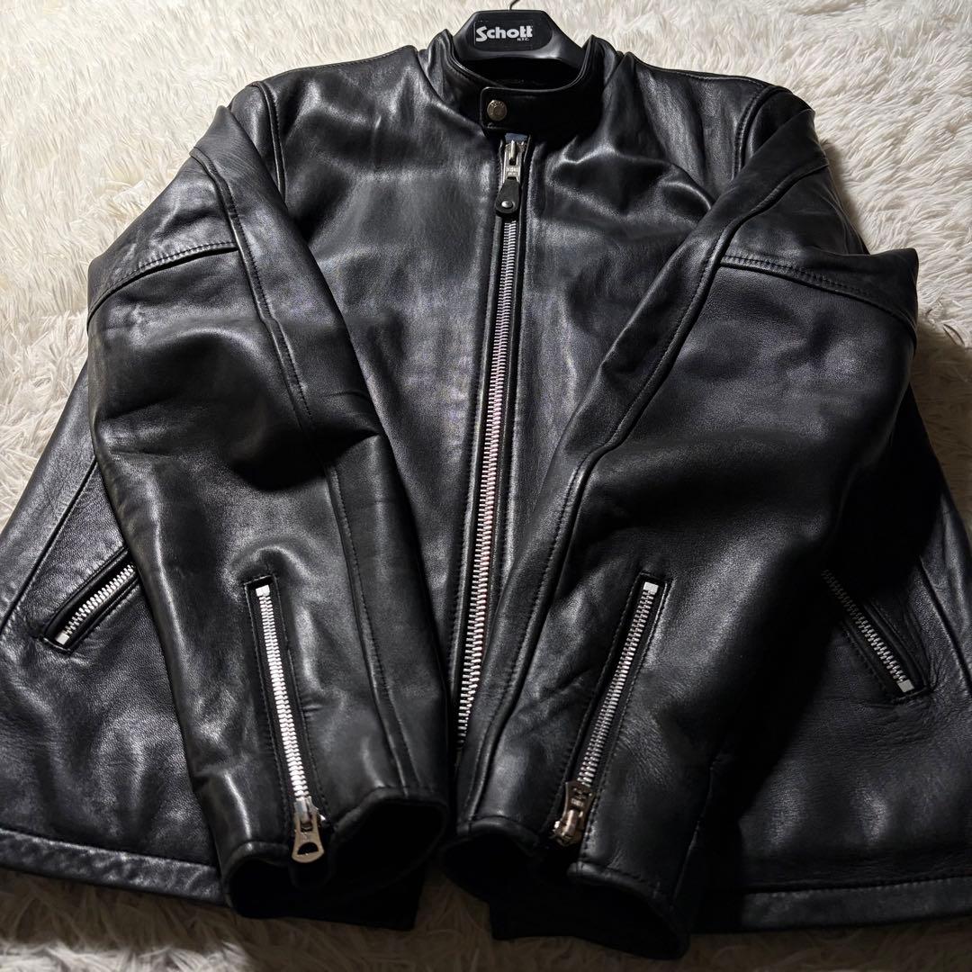 水*翔様 美品✨schott TAKEO KIKUCHI ラムレザー 羊革　黒