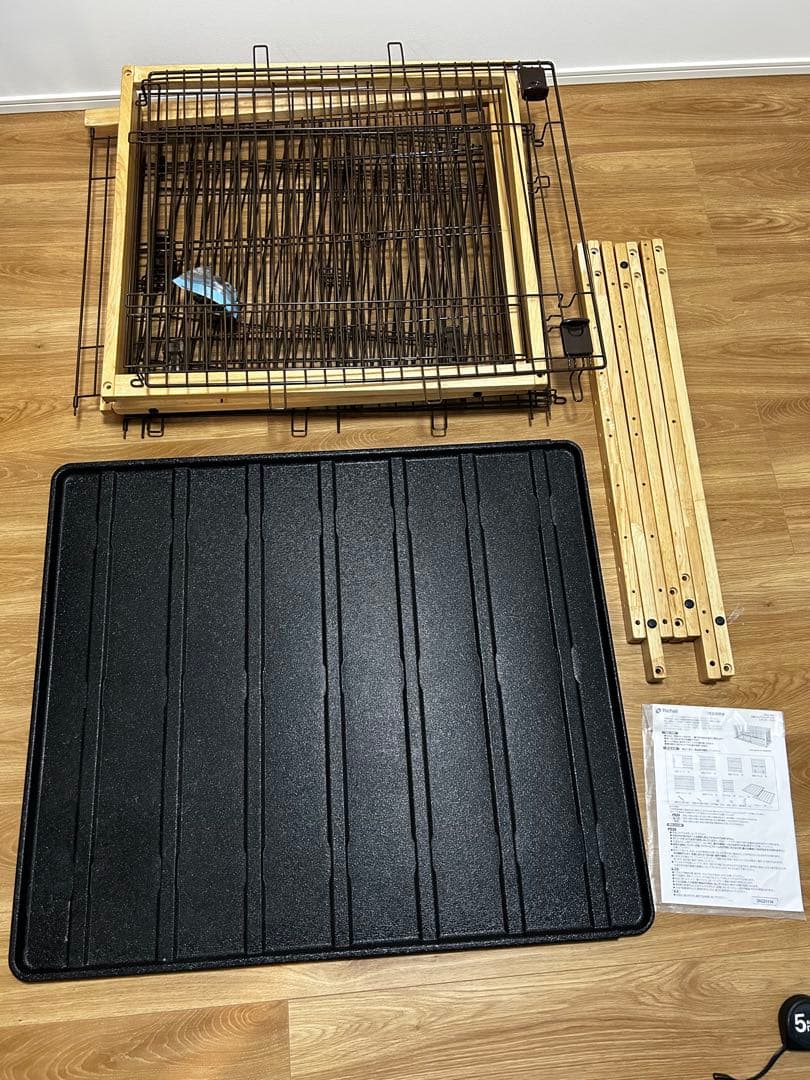 Richell 犬用ケージ 木製スライドペットサークル ワイド 屋根面つき