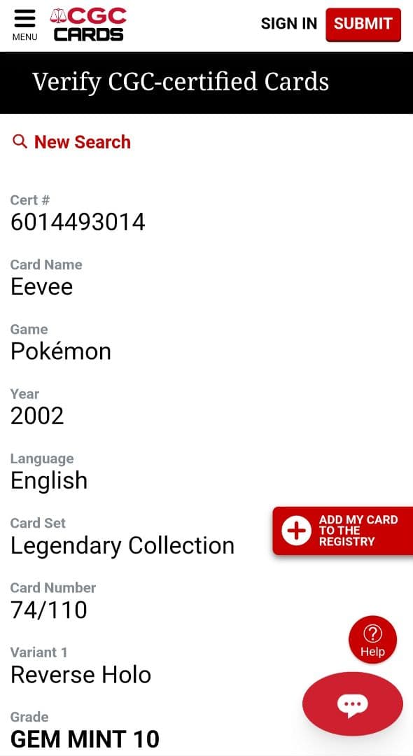 ※希少※【CGC10】イーブイ レジェンダリーコレクション 英語版 リバホロ
