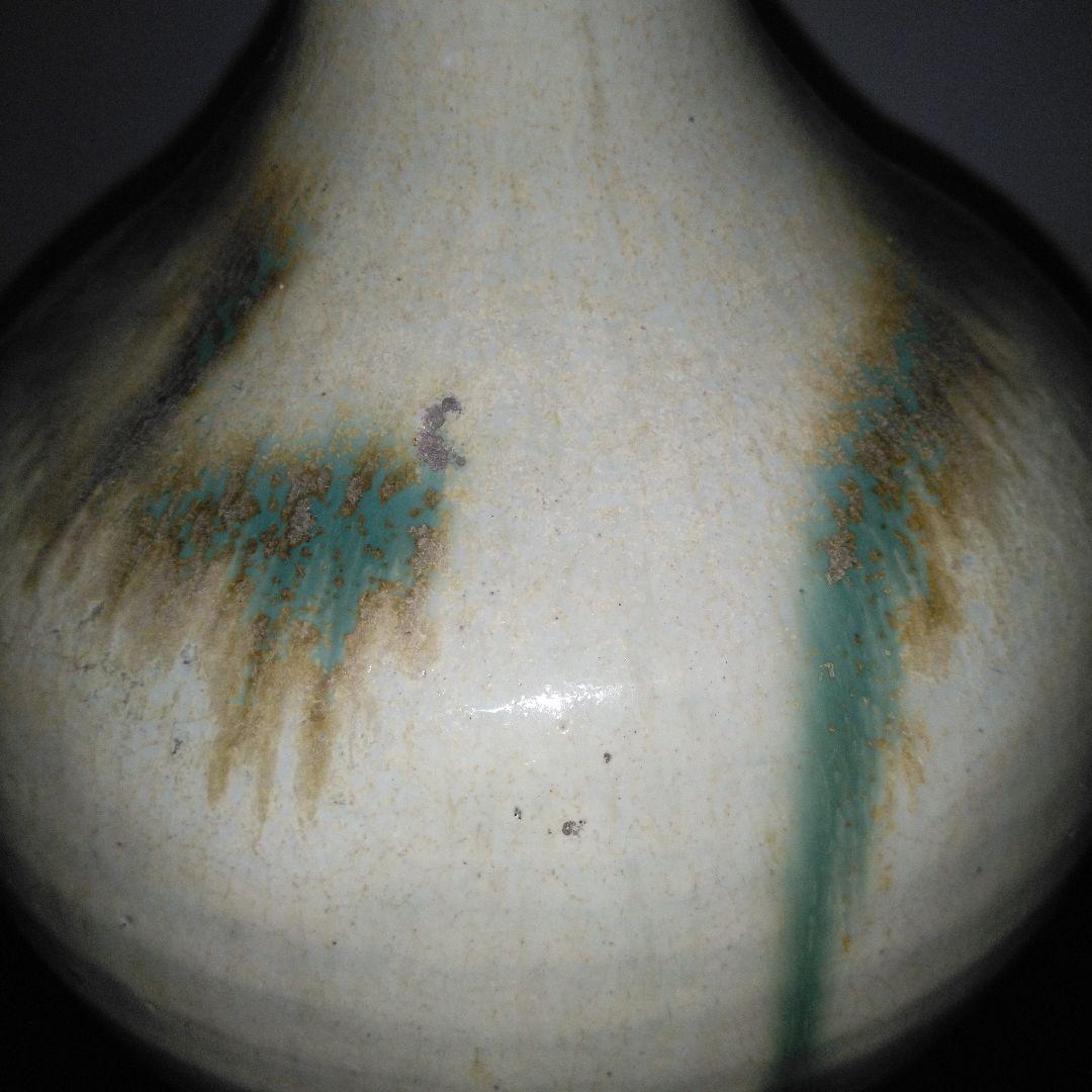 NO611 会津本郷焼　緑釉流し掛け徳利