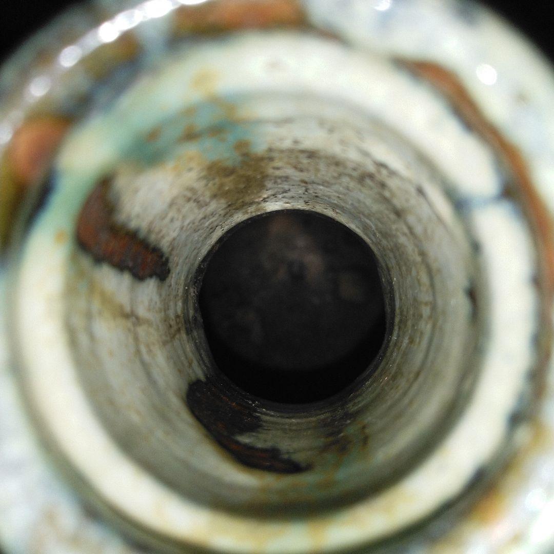 NO611 会津本郷焼　緑釉流し掛け徳利