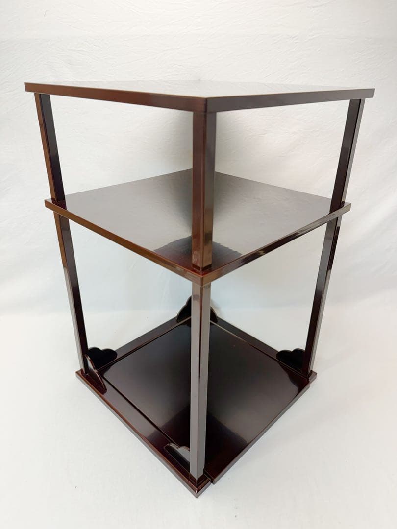 ほぼ未使用 茶道具 漆専堂造 溜塗 二重棚 茶棚 水指棚 共箱