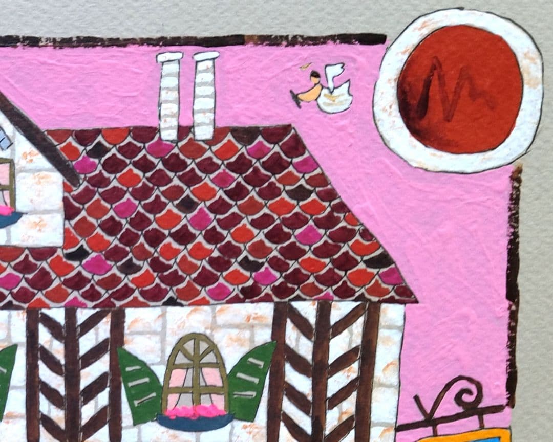 奥村ユズル　水彩画原画　ノルマンディーの陶器屋さん